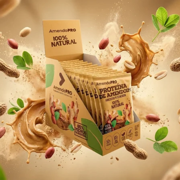 Proteína de Amendoim - 100% Natural 480g (Display com 12 Sachês de 40g)
