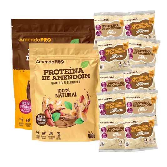 Kit Afiliado: Proteína de Amendoim | Chocolate e 100% Natural 400g + Amostras 30g