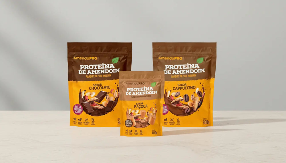 Proteína de Amendoim | Combo Cappuccino 900g + Chocolate 400g e Paçoca 400g
